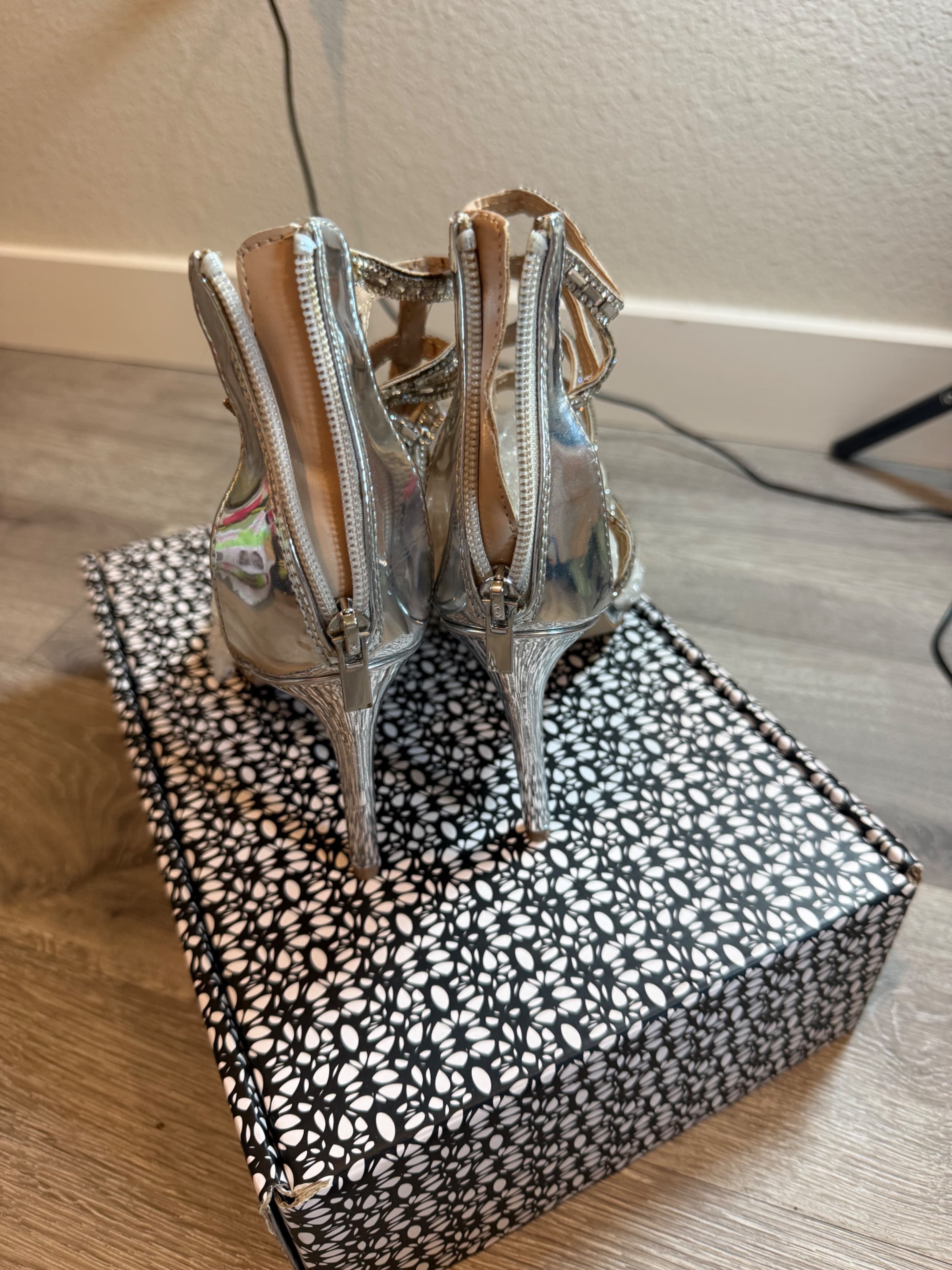 ALDO Rhinestone High Heel Sandals with Zipper Back - Thumbnail 2