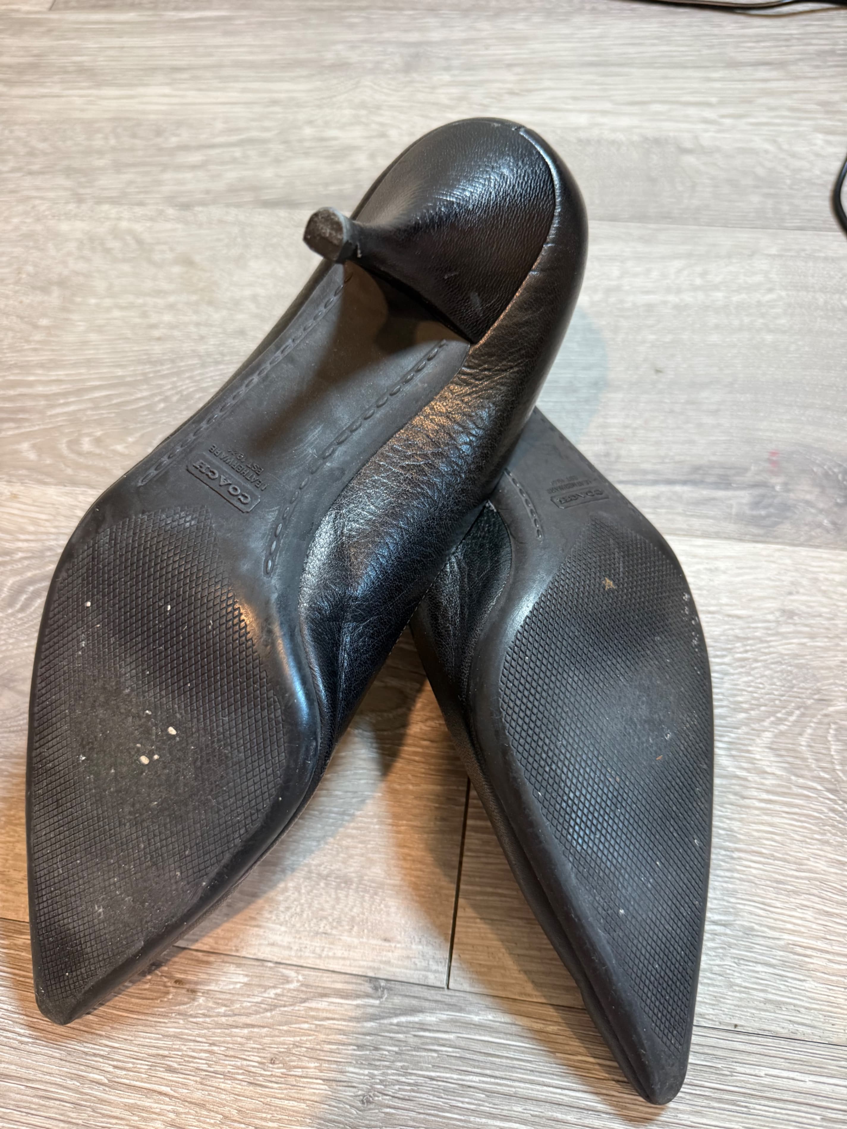 Coach Black Leather Pointed Toe Heels - Thumbnail 2