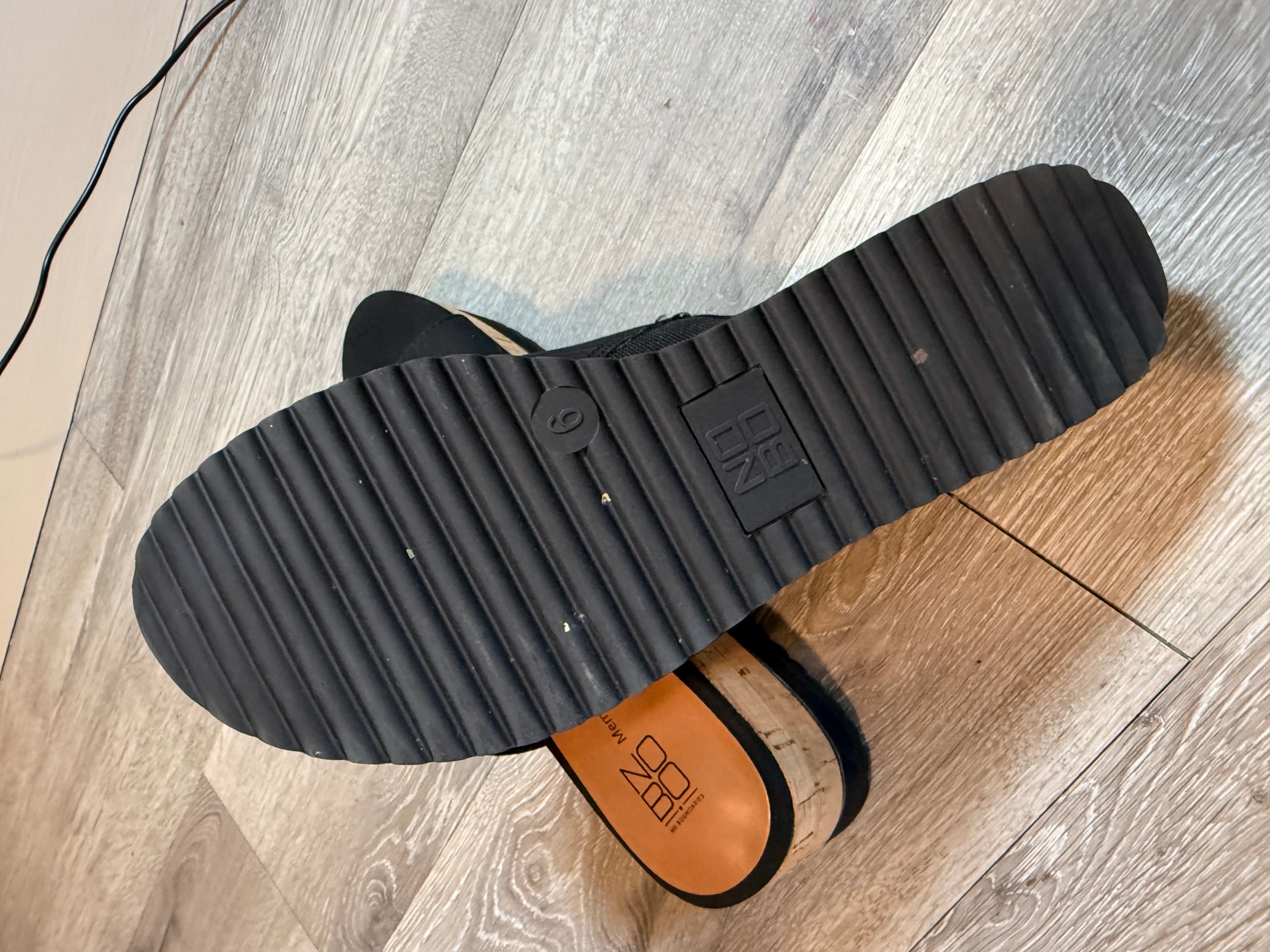 No Boundaries Black Slip-On Wedge Sandals with Memory Foam - Thumbnail 3