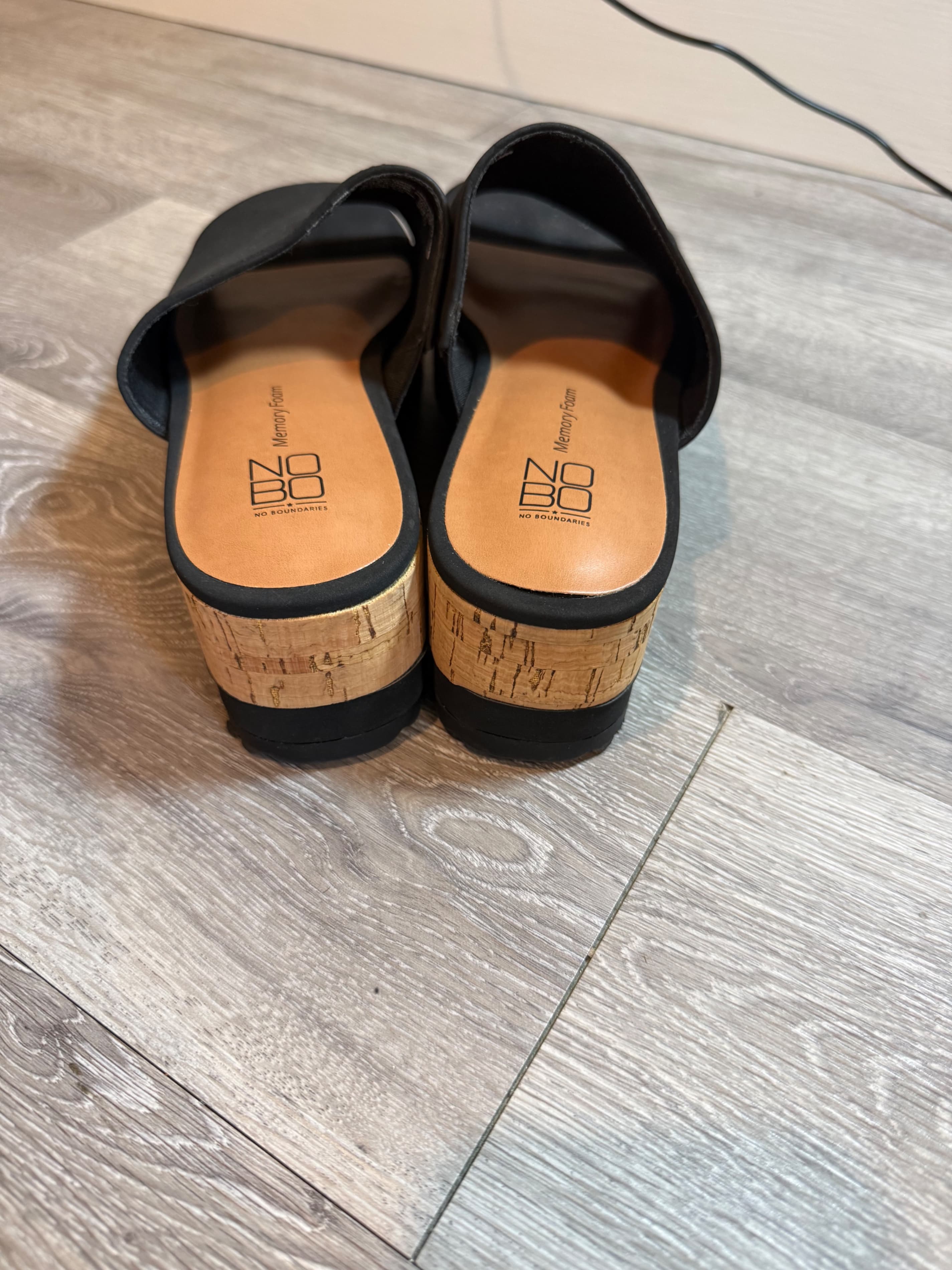 No Boundaries Black Slip-On Wedge Sandals with Memory Foam - Thumbnail 2