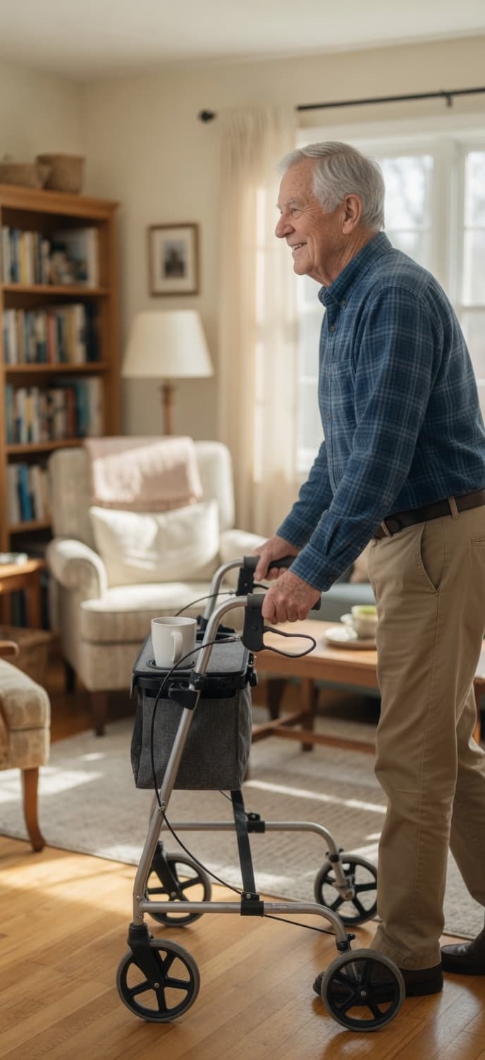 Walker Tray with Cup Holders - Gray Universal Walker Attachment - Thumbnail 6