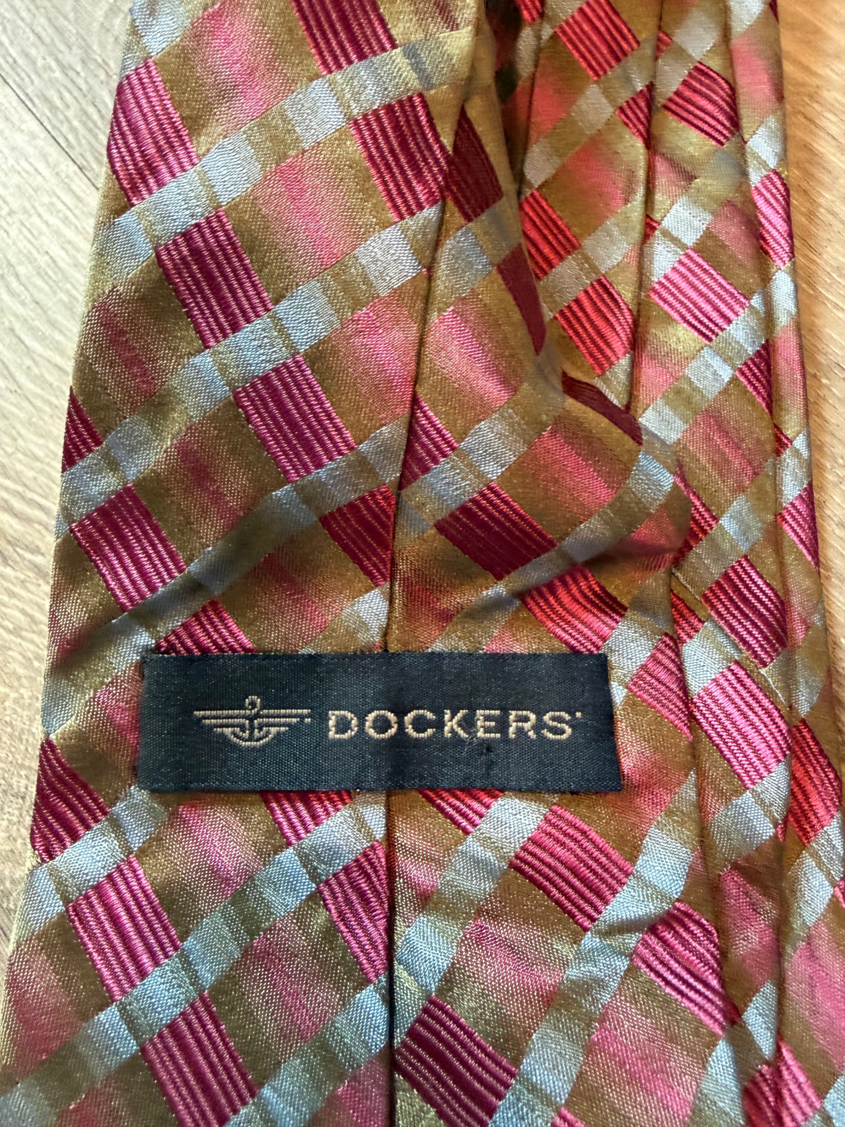 Dockers Plaid Silk Tie Red and Gold - Thumbnail 2