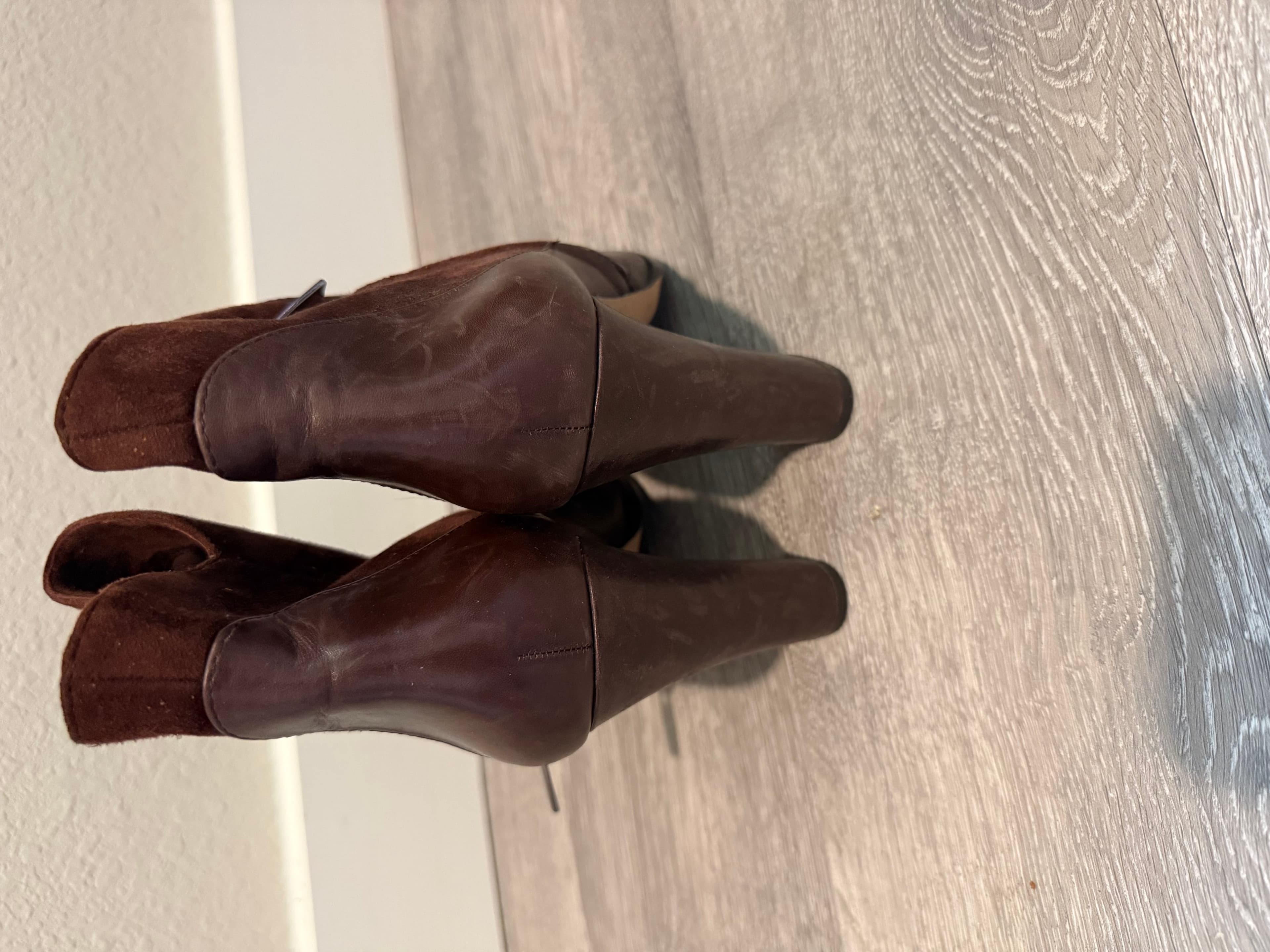 Vince Camino Brown Leather Suede Ankle Boots - Thumbnail 2