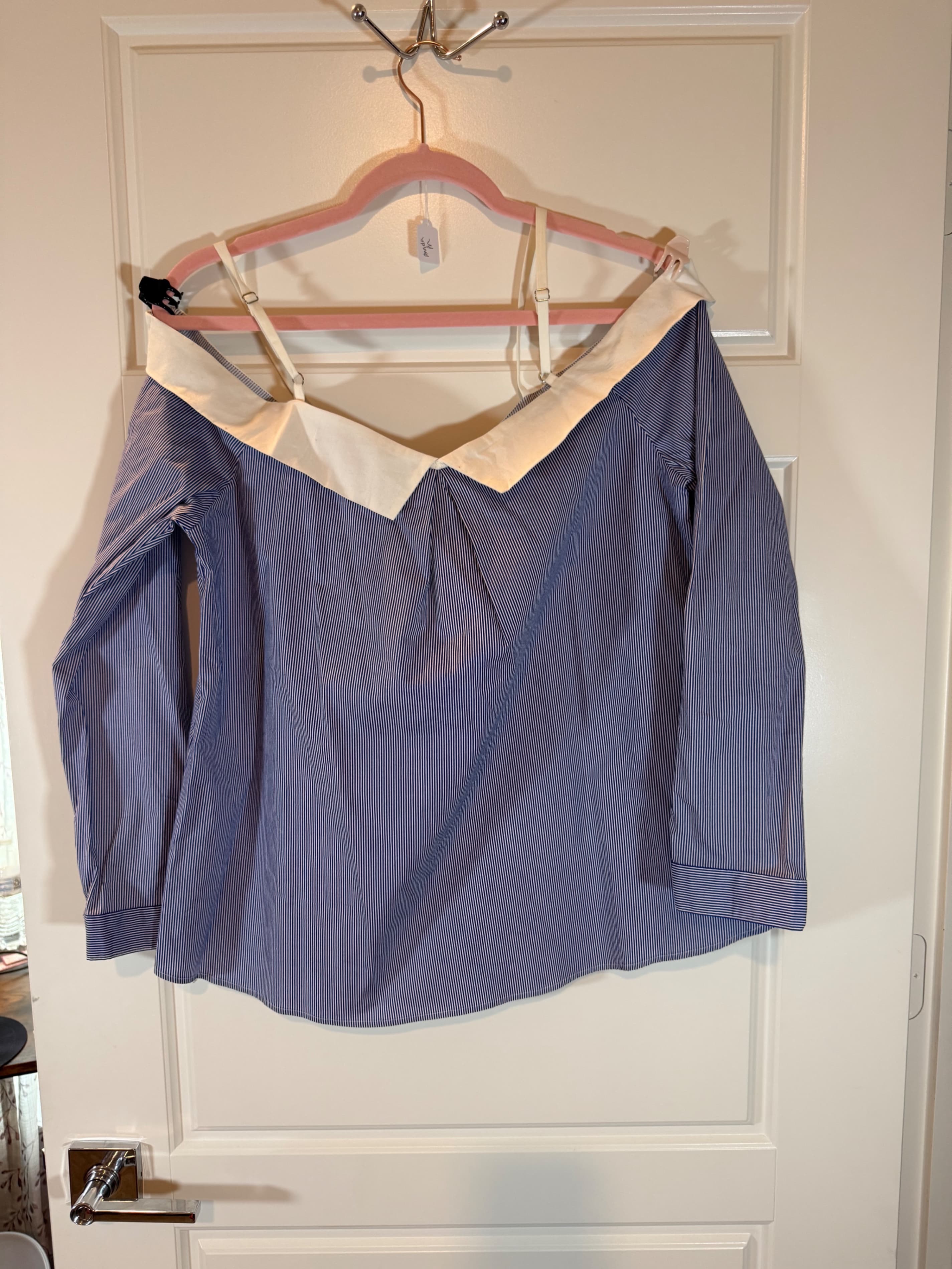 Shinestar Off-Shoulder Striped Blouse Size L - Thumbnail 3