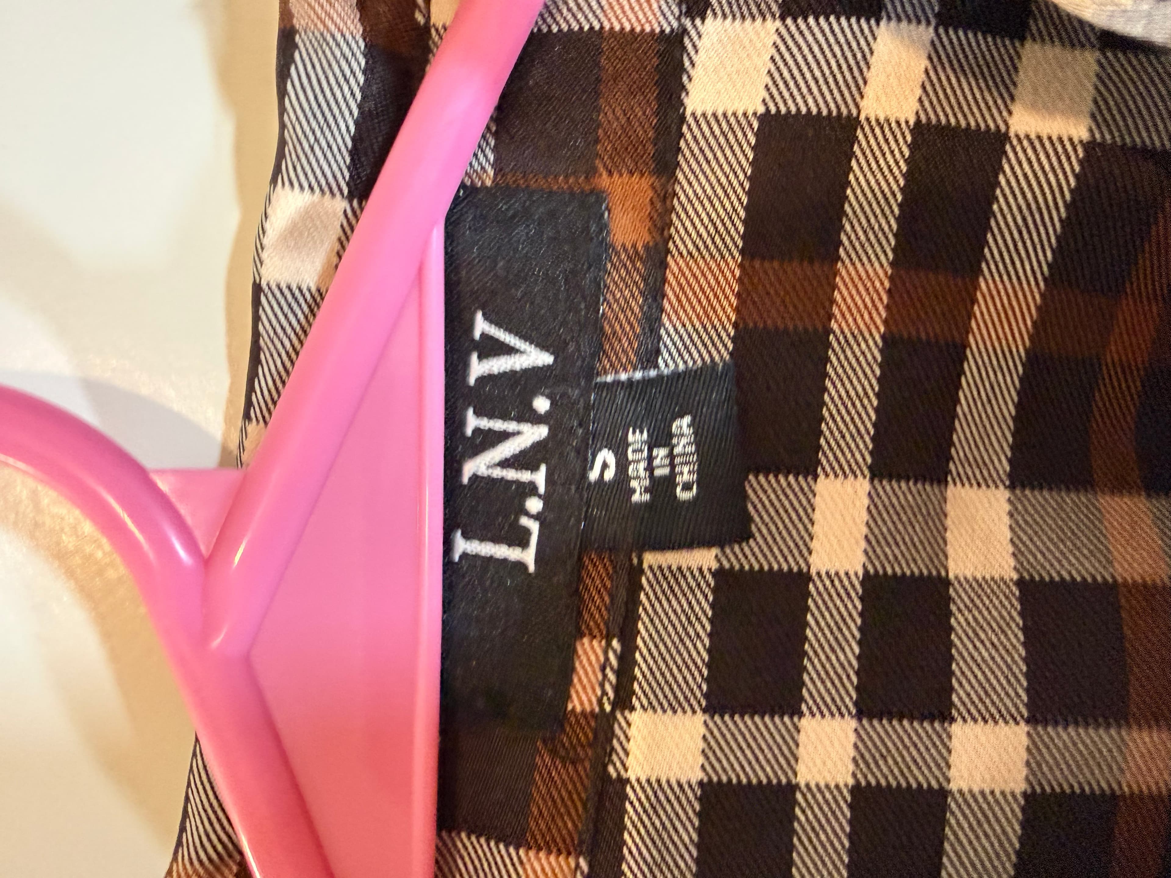 L.N.V Plaid Button-Up Long Sleeve Dress with Belt - Thumbnail 4