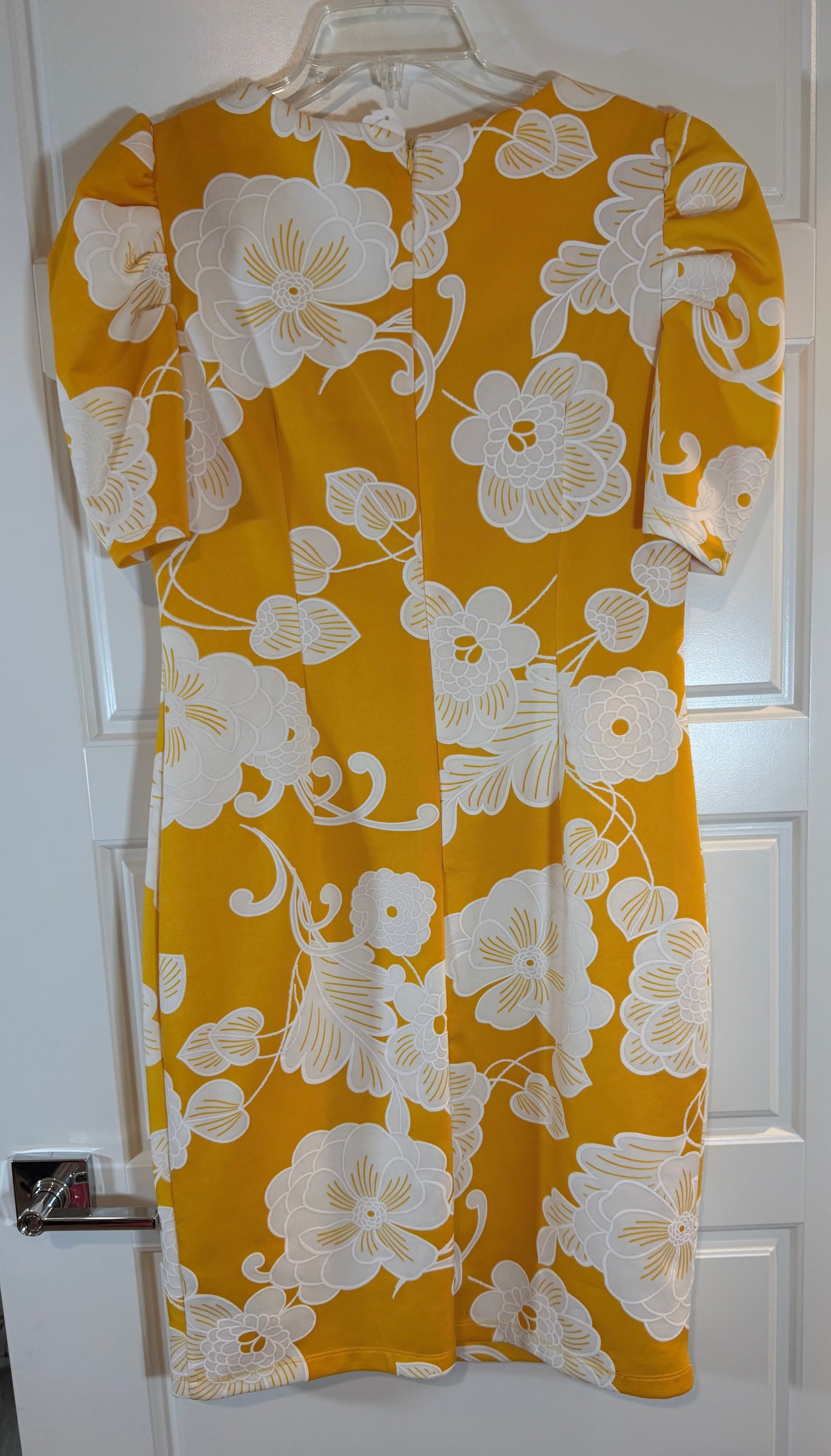 Floral Yellow Puff Sleeve Dress - Thumbnail 2