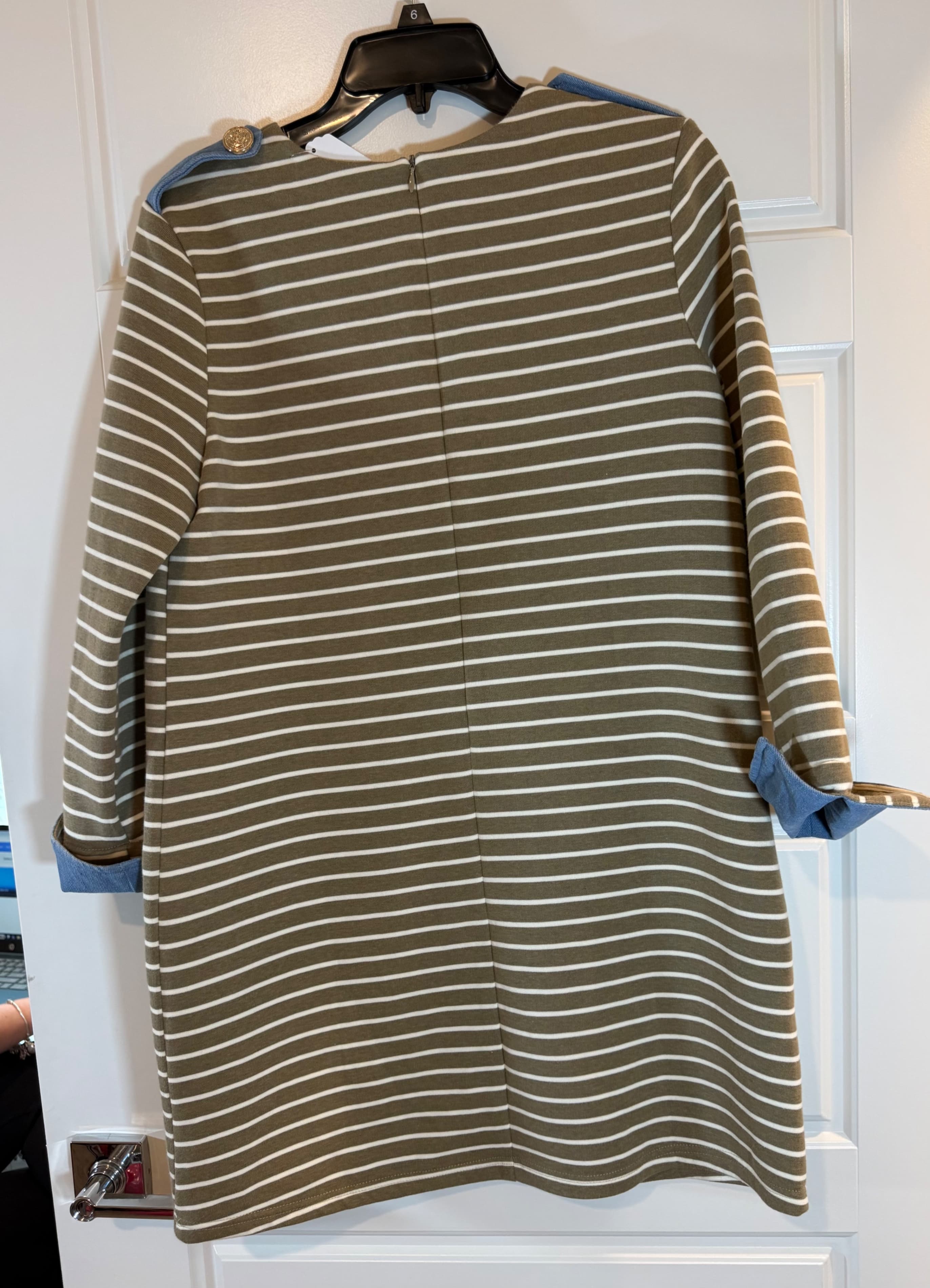 English Factory Striped Dress with Denim Pockets, Size 6 - Thumbnail 2