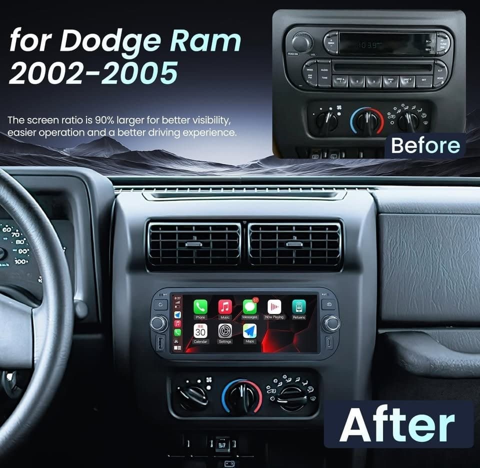 Dodge Ram Jeep Radio CarPlay Android Auto 6.8" IPS Bluetooth 5G WiFi - Thumbnail 7