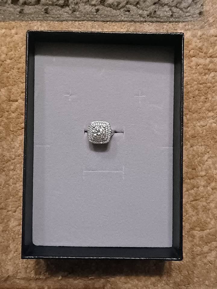 Yeesoth 3ct Halo Moissanite Engagement Ring D VVS1 925 Silver 14K Gold - Thumbnail 3