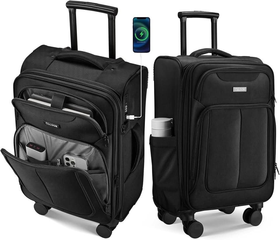 Cllson 20" Carry-On Luggage: Top Opening, USB Port, TSA Lock, Spinner Wheels - Thumbnail 5
