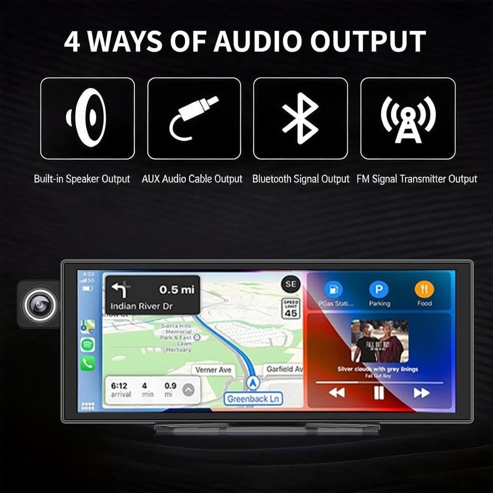 11.26" Wireless CarPlay Android Auto Screen 4K Dash Cam 1080P Backup GPS - Thumbnail 6