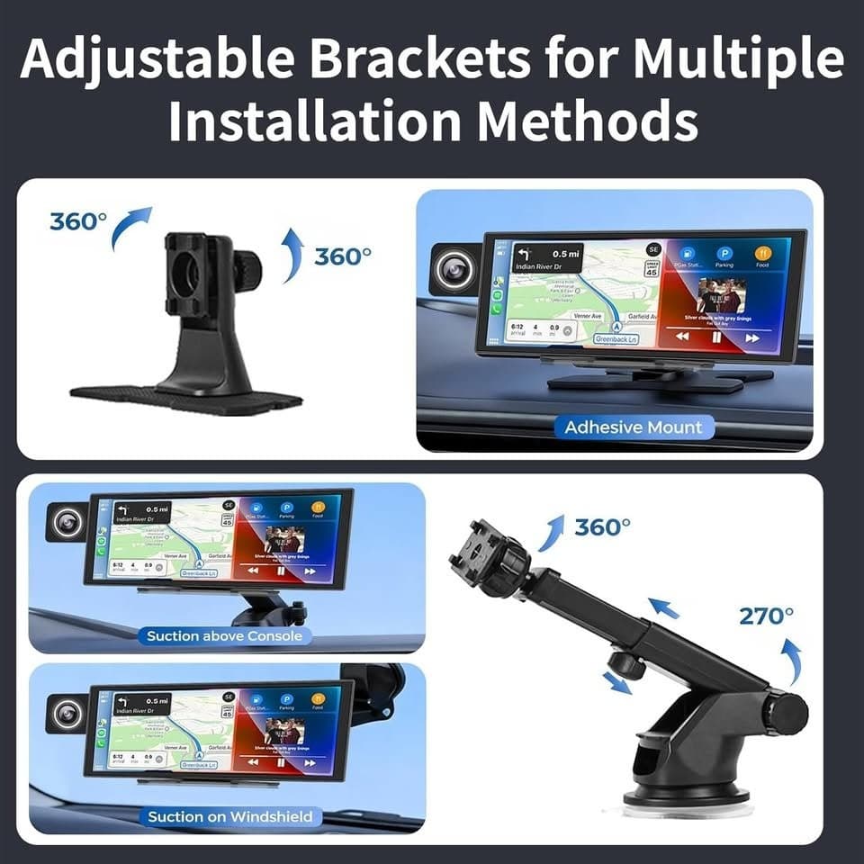 11.26" Wireless CarPlay Android Auto Screen 4K Dash Cam 1080P Backup GPS - Thumbnail 5