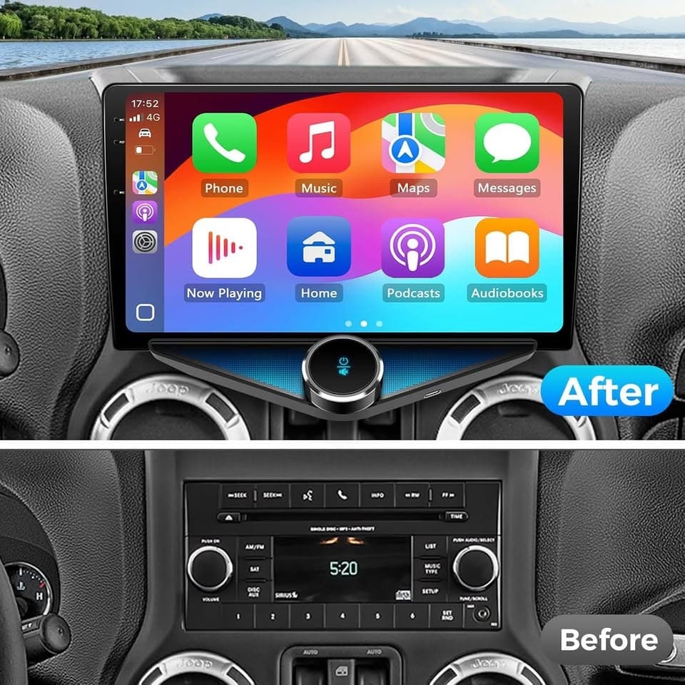 Kissound 10.1" Android 14 Car Stereo Jeep Wrangler JK CarPlay Cam - Thumbnail 7