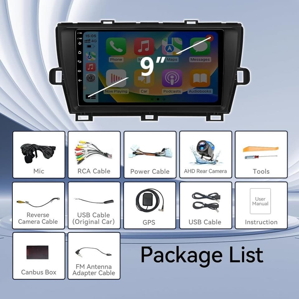 Android 13 Car Stereo Prius 2010-2015 9" CarPlay Android Auto GPS - Thumbnail 8