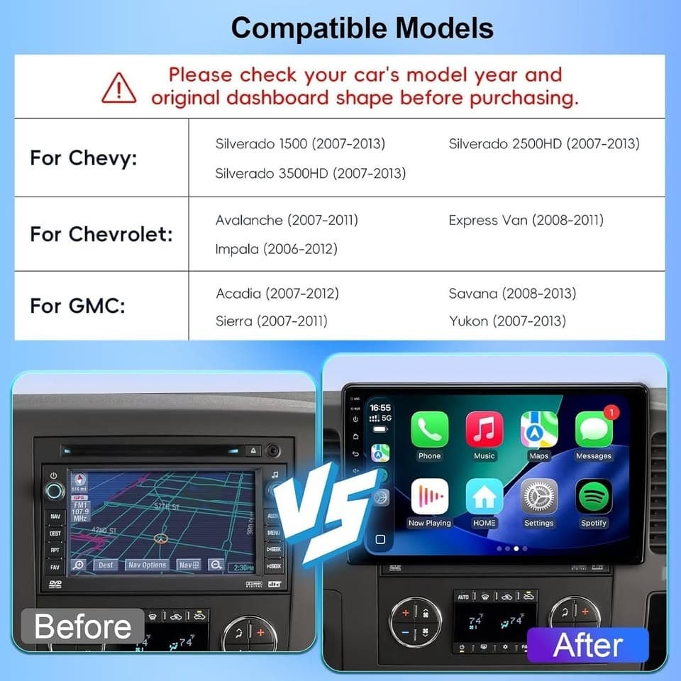 10.2" Android 13 Car Stereo for 2007-2013 Chevy Silverado GMC Sierra - Thumbnail 4