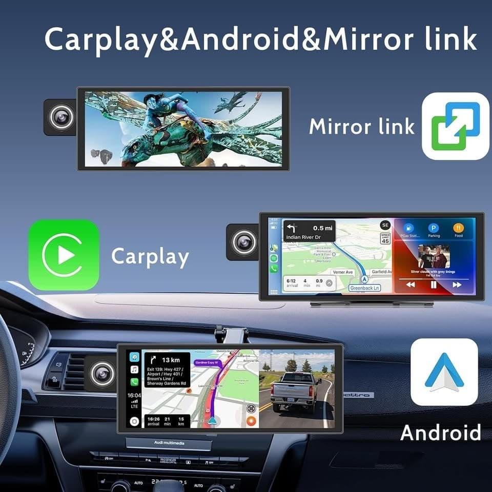 11.26" Wireless CarPlay Android Auto Screen 4K Dash Cam 1080P Backup GPS - Thumbnail 10