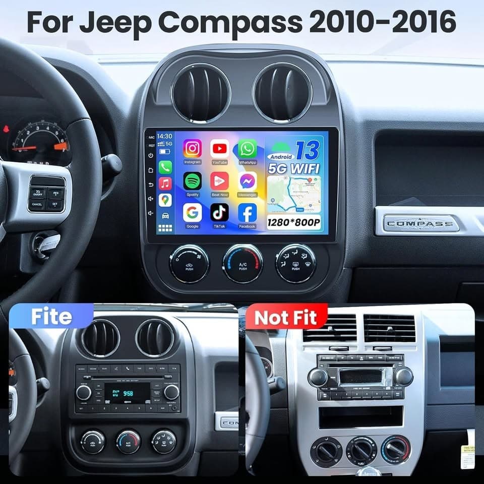 Jeep Compass Patriot 10" Android CarPlay Radio GPS WiFi BT 2009-2016 - Thumbnail 9
