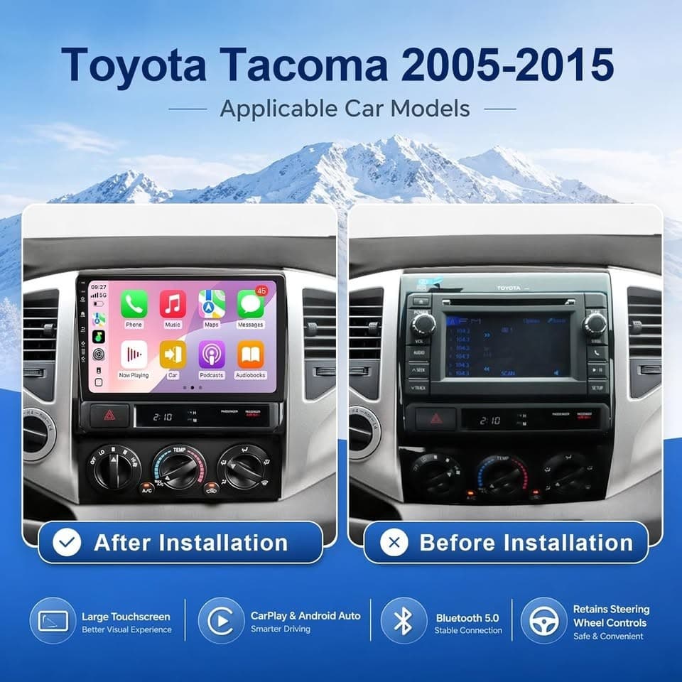 Toyota Tacoma 9" Android 13 CarPlay (2005-2015) WiFi6 Radio w/ Camera 2+64GB - Thumbnail 5