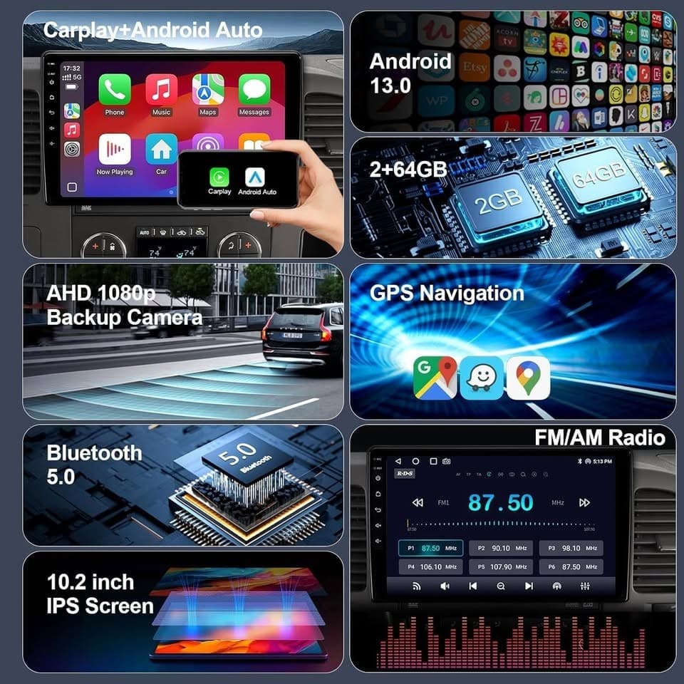 10.2" Android 13 Car Stereo for 2007-2013 Chevy Silverado GMC Sierra - Thumbnail 7