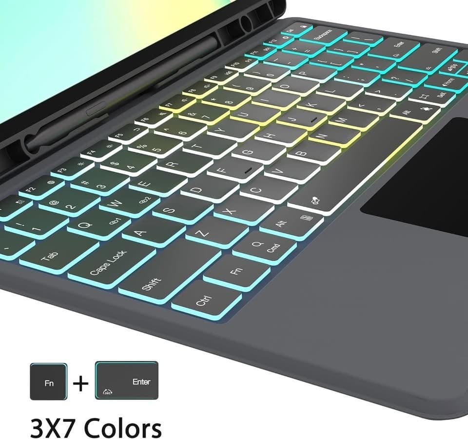 Ai Key Galaxy Tab S10 FE+ 13.1 Keyboard Case Backlit Touchpad Black - Thumbnail 9