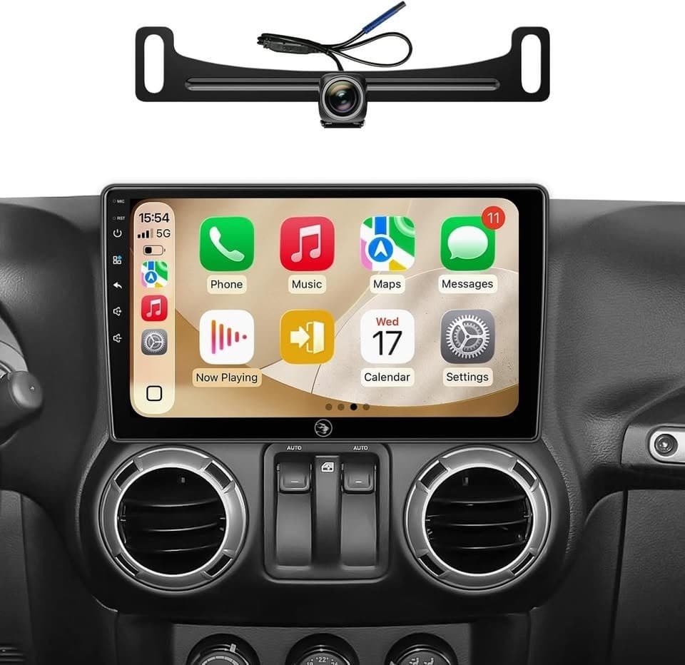 10" QLED Linux Car Stereo Jeep Wrangler JK/Dodge Ram CarPlay+Camera - Thumbnail 4