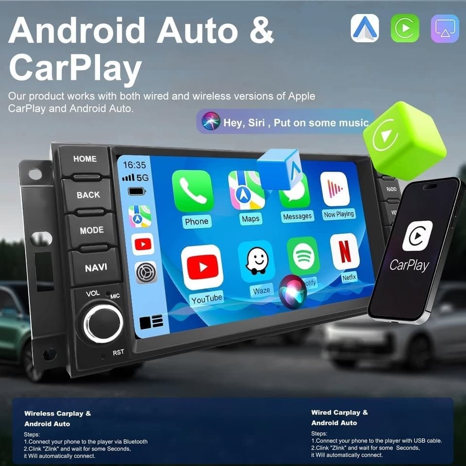 7" Dodge Challenger Avenger Charger Car Stereo CarPlay Android GPS WiFi - Thumbnail 7