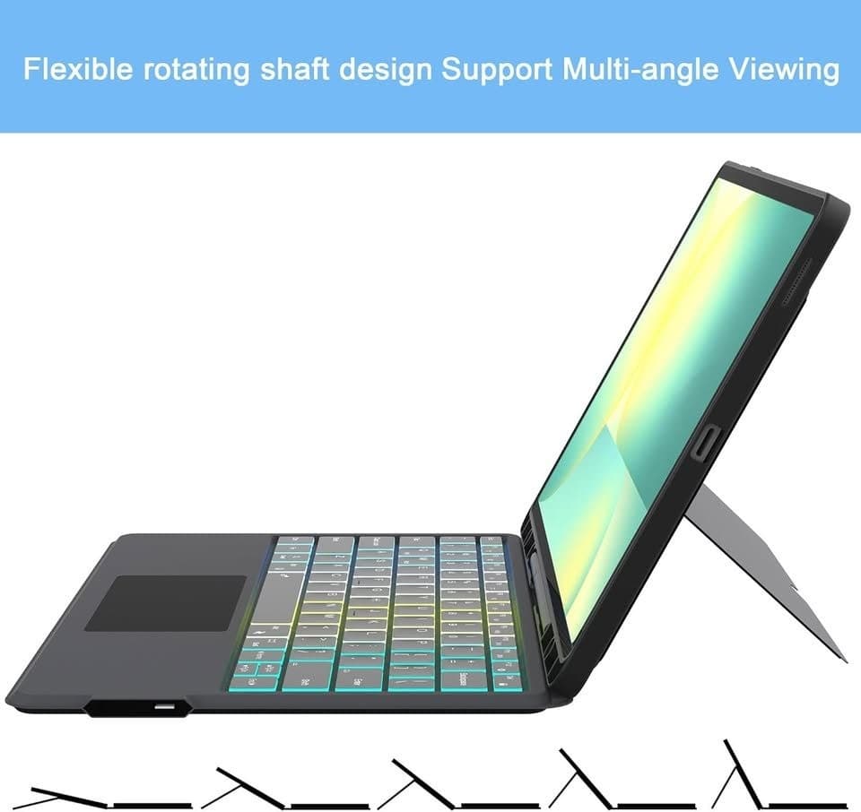 Ai Key Galaxy Tab S10 FE+ 13.1 Keyboard Case Backlit Touchpad Black - Thumbnail 7