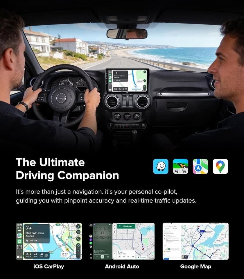 10" QLED Linux Car Stereo Jeep Wrangler JK/Dodge Ram CarPlay+Camera - Thumbnail 8