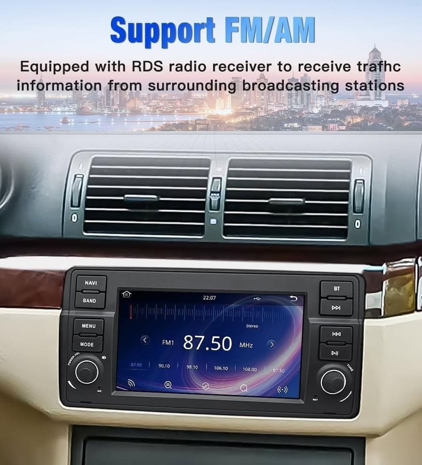 BMW E46 7" Linux CarPlay Screen Wireless CarPlay Android Auto Bluetooth - Thumbnail 4