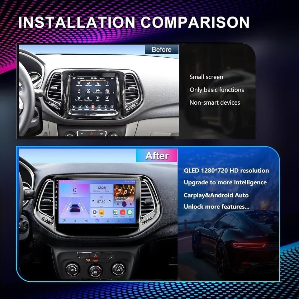 Jeep Compass 2017-2020 Android 13 10" Car Radio CarPlay GPS Cam - Thumbnail 6