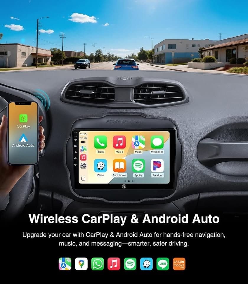 AINAVI 9" Jeep Renegade Radio CarPlay Android Auto GPS 4+64GB - Thumbnail 9