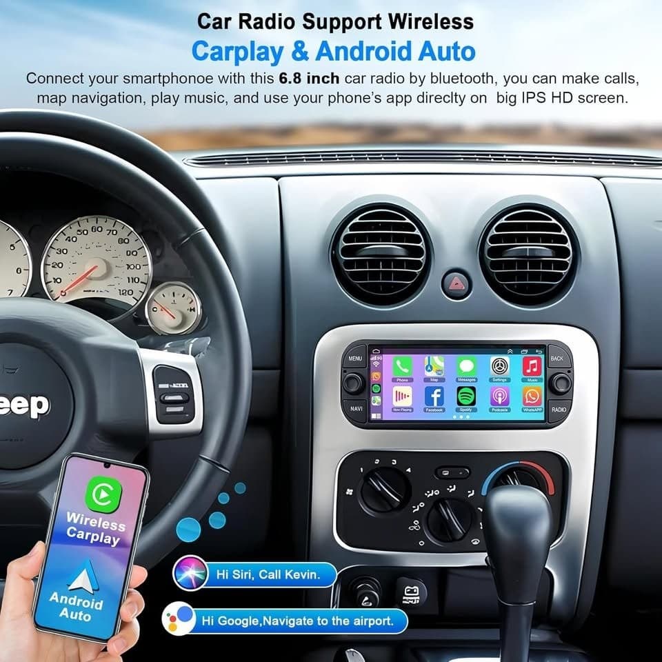 CarPlay Android 13 Radio Dodge RAM 02-06, 6.8 Inch Jeep Wrangler Grand Cherokee - Thumbnail 9