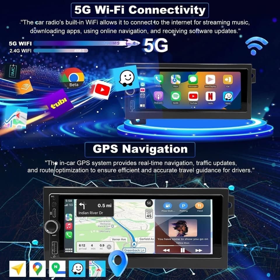 Jeep Dodge Chrysler 6.86" Car Stereo 5G WiFi CarPlay Android Auto GPS - Thumbnail 8