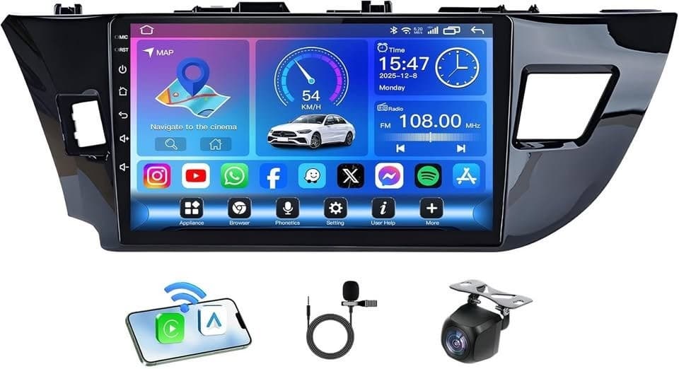 Wireless CarPlay Android Auto Radio Toyota Corolla 2014-2016 10" IPS - Thumbnail 3