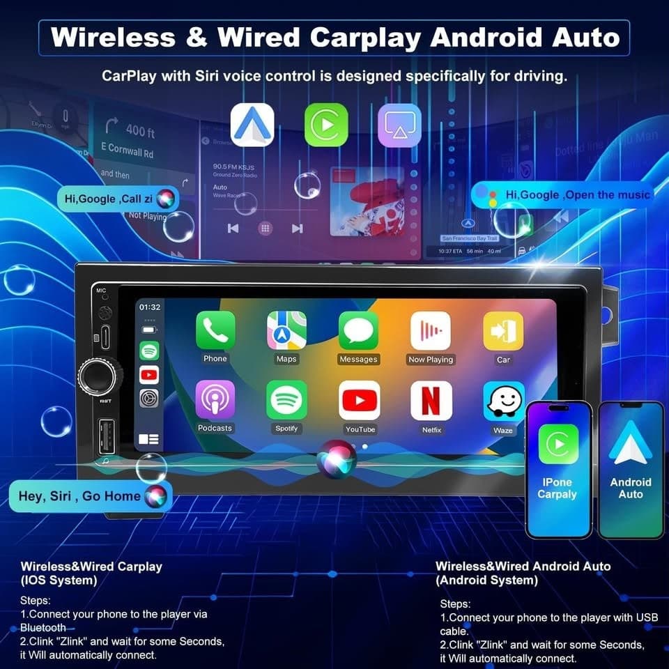 Jeep Dodge Chrysler 6.86" Car Stereo 5G WiFi CarPlay Android Auto GPS - Thumbnail 6