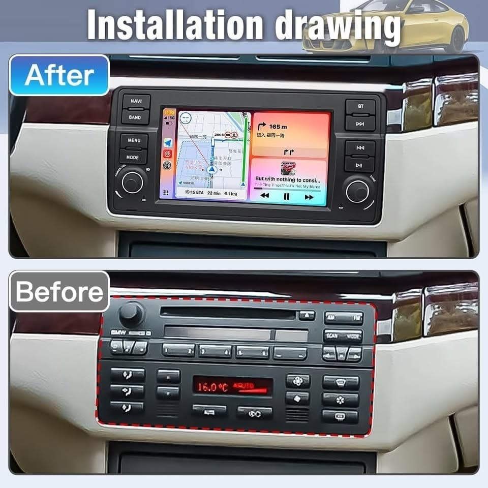 BMW E46 7" Linux CarPlay Screen Wireless CarPlay Android Auto Bluetooth - Thumbnail 7