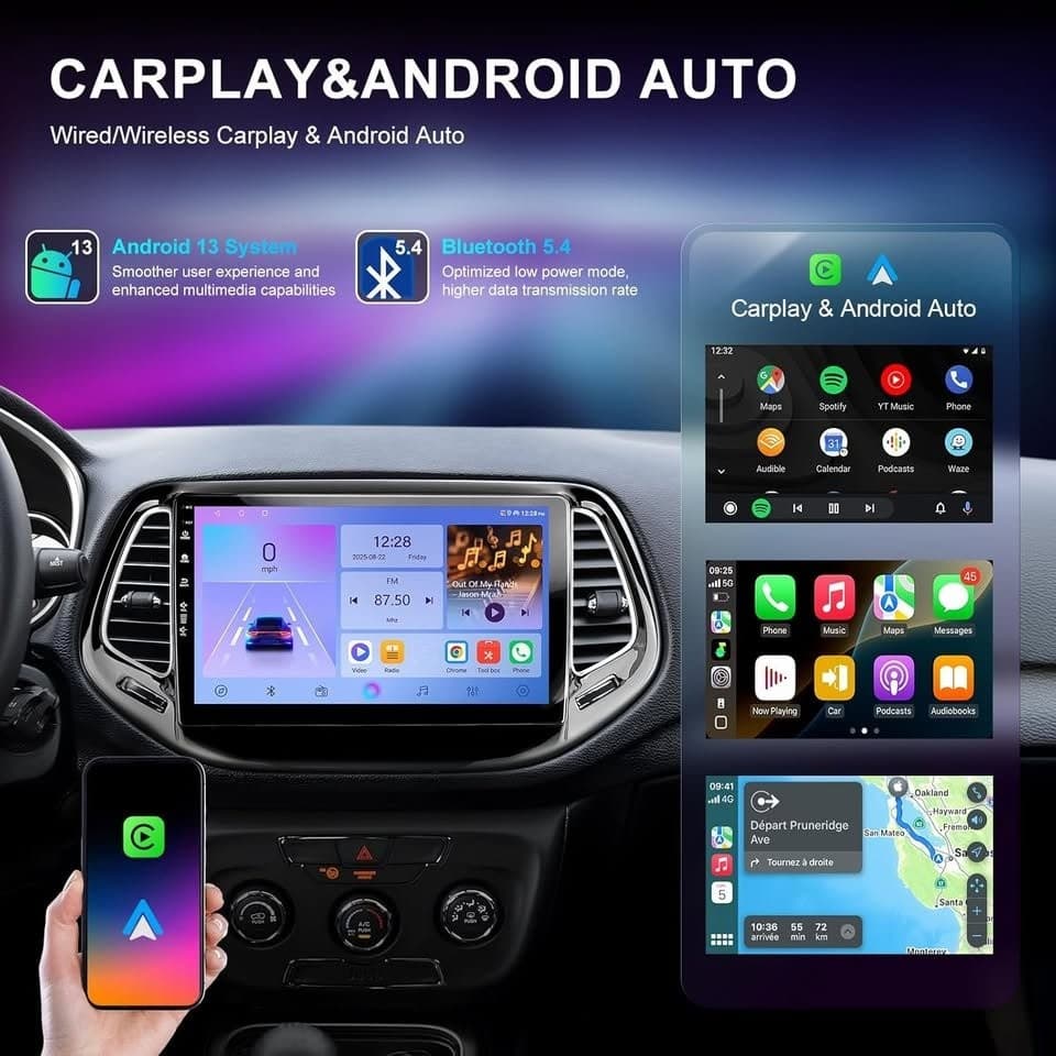 Jeep Compass 2017-2020 Android 13 10" Car Radio CarPlay GPS Cam - Thumbnail 8