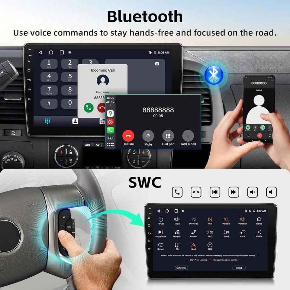 Android 15 10" CarPlay Stereo for 2007-2013 Chevy Silverado Tahoe Sierra - Thumbnail 5