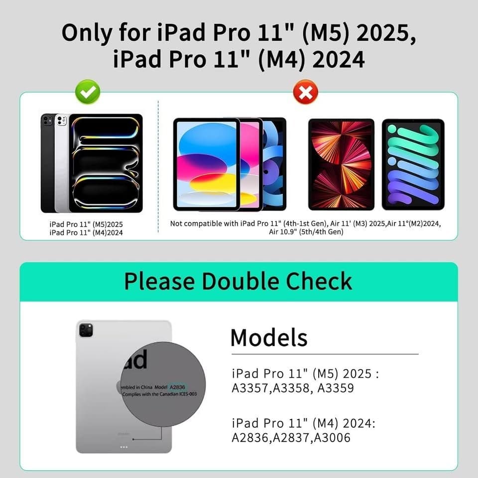 LAUDTEC iPad Pro 11" M5/M4 Magnetic Keyboard Case LCD Trackpad Backlit Black - Thumbnail 7