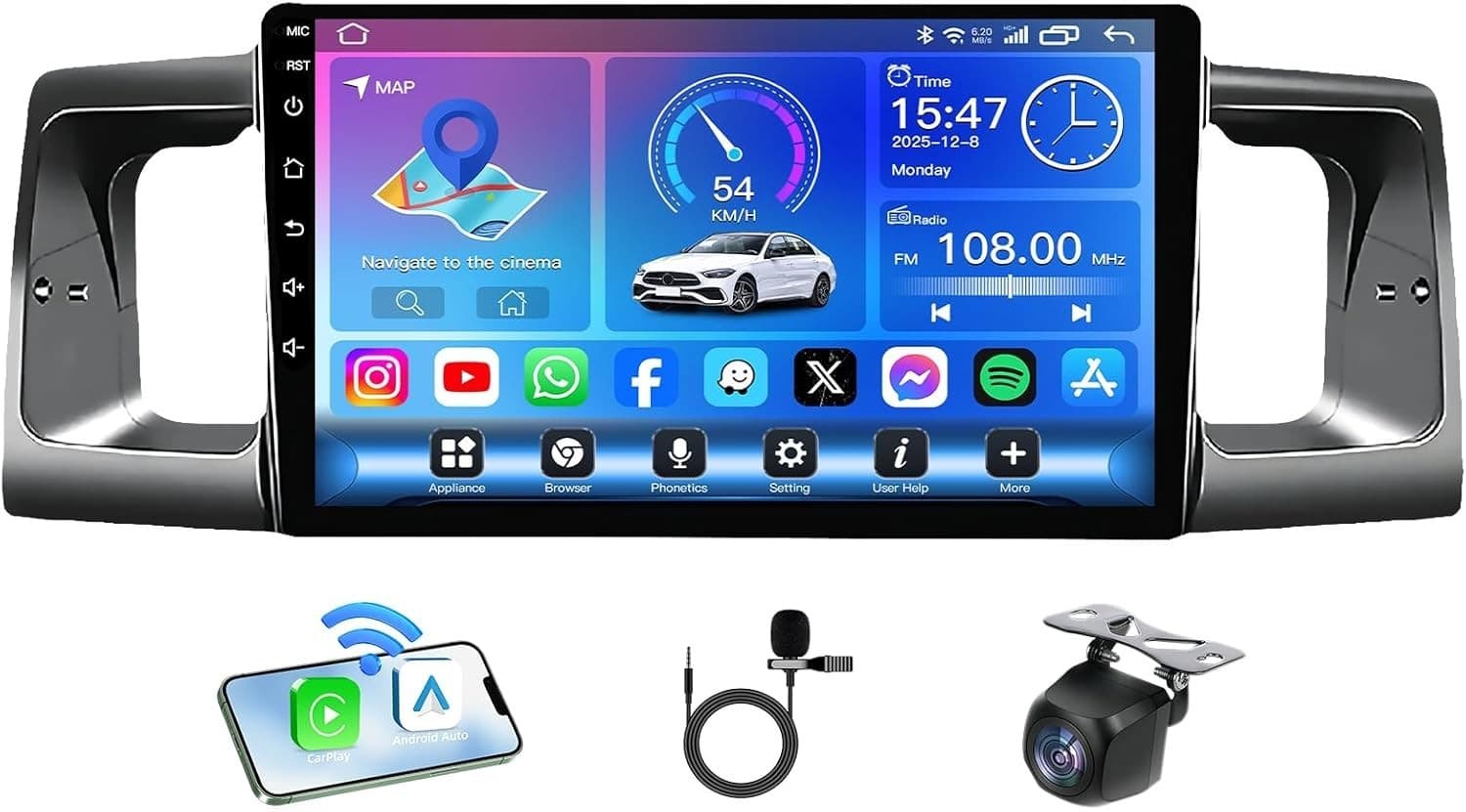 CarPlay Android Auto Radio for Toyota Corolla 2003-2008 9" 2+64GB GPS - Thumbnail 4