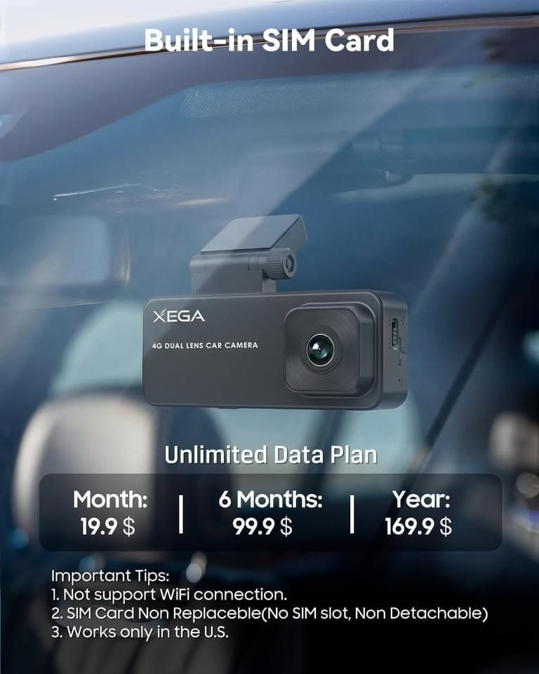 XEGA 4G 2K Dual Dash Cam Anti‑Theft OBD 24/7 Sentry GPS Tracking - Thumbnail 6