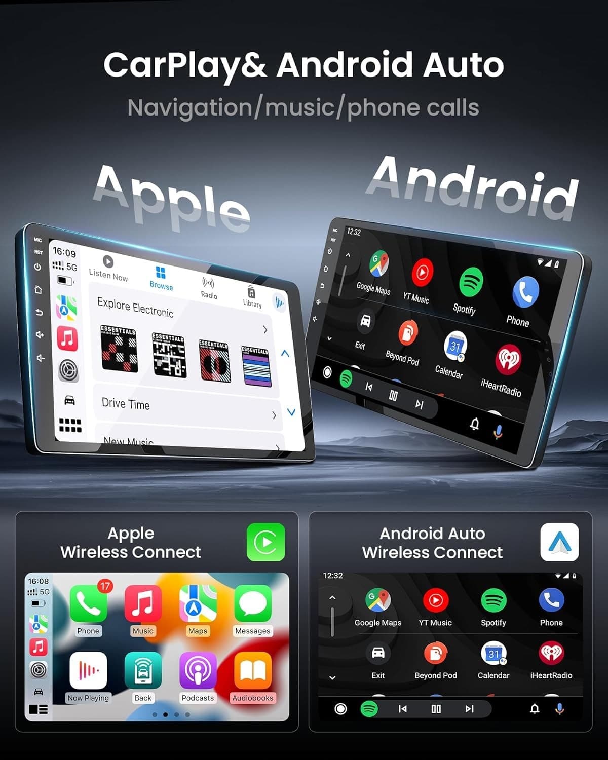 CarPlay Android Auto Radio for Toyota Corolla 2003-2008 9" 2+64GB GPS - Thumbnail 6