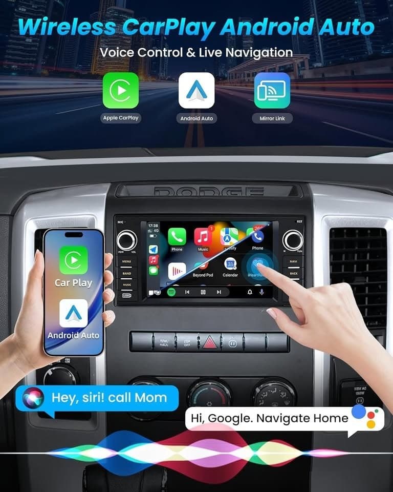 Dodge RAM 1500 2500 3500 2009-2012 7" IPS CarPlay Android 13 64GB Stereo - Thumbnail 4