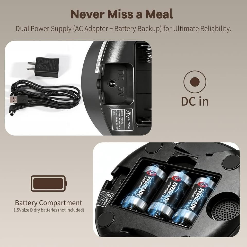 Automatic Cat Feeder Camera WiFi 5.2L Dual Bowls 2‐Way Audio APP Control - Thumbnail 9