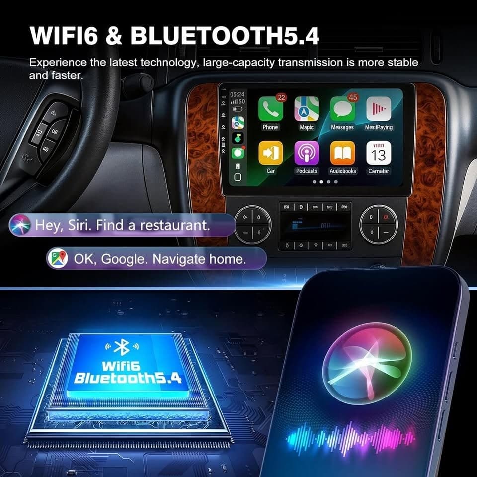 9" Android 13 QLED CarPlay Radio for 07-13 Silverado Sierra Yukon Tahoe Truck - Thumbnail 8