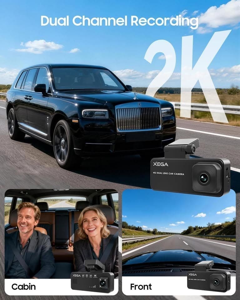 XEGA 4G 2K Dual Dash Cam Anti‑Theft OBD 24/7 Sentry GPS Tracking - Thumbnail 9