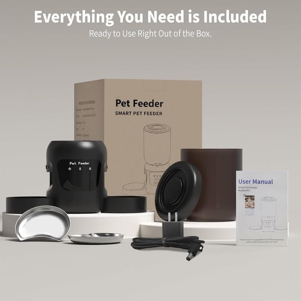 Automatic Cat Feeder Camera WiFi 5.2L Dual Bowls 2‐Way Audio APP Control - Thumbnail 6