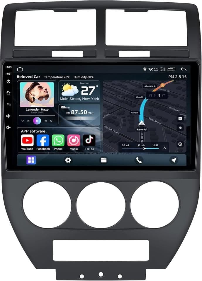 Android 13 10" Car Radio Jeep Compass 2017-2020 CarPlay GPS BT WiFi - Thumbnail 7