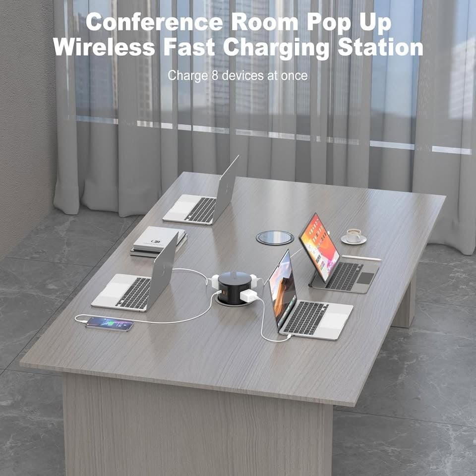 VILONG 4.75" Pop Up Countertop Outlet 15W Wireless 4AC 20W USB-C 800J Surge - Thumbnail 5