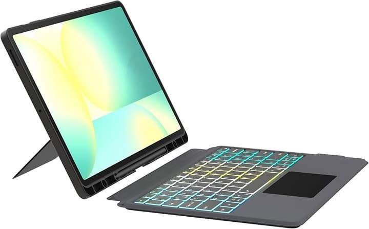 Ai Key Galaxy Tab S10 FE+ 13.1 Keyboard Case Backlit Touchpad Black - Thumbnail 4